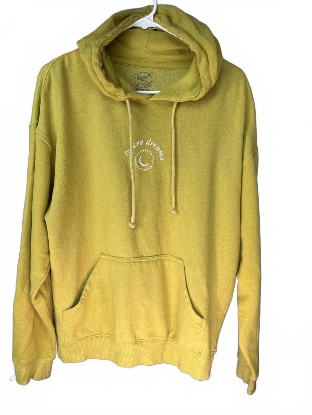 Neon Riot Medium Mustard Yellow Hoodie with Future Dreams Em